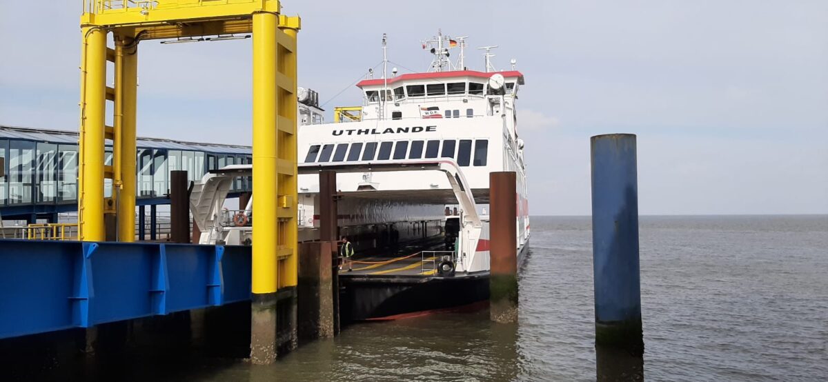 Færge Dagebüll Amrum ved anløbsbroen i Dagebüll.