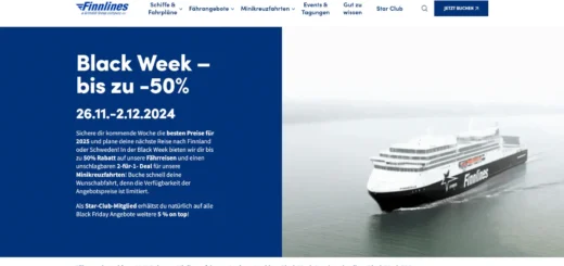 Finnlines Black Week med 55% rabat for Star Club-medlemmer.