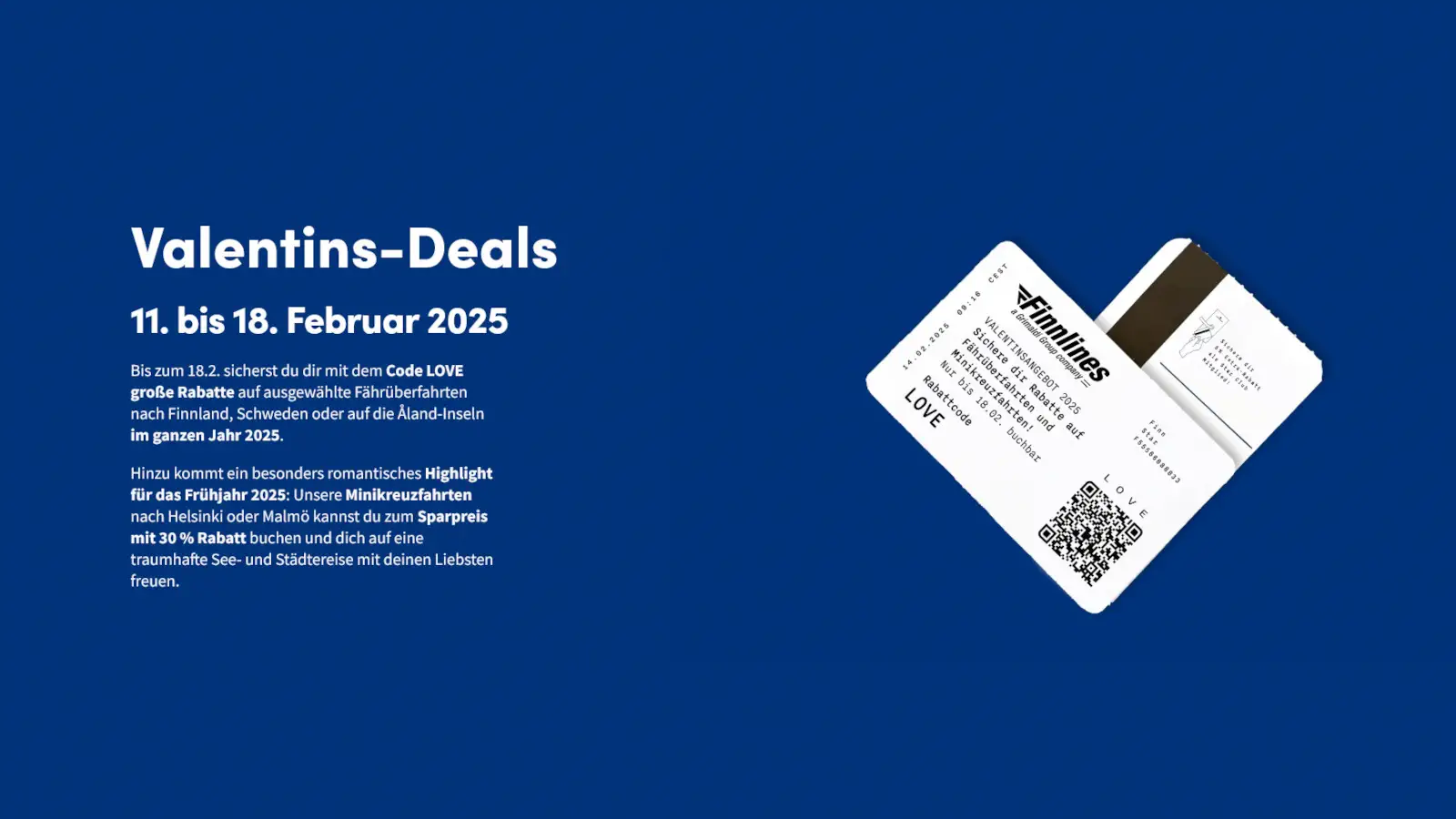 Finnlines Valentinsdagstilbud med 50% rabat