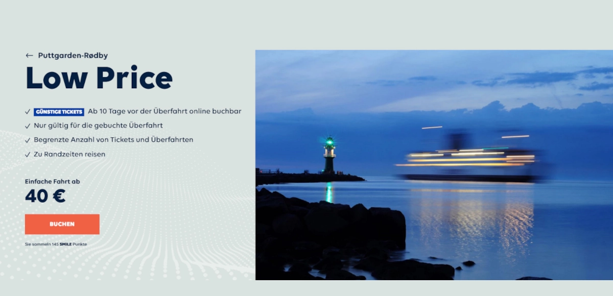 Scandlines Færge Lavprisbillet - rejser til Danmark og Sverige fra €40 med
