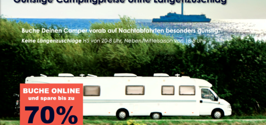 Scandlines Camper Ticket med fordelagtige priser for autocampere og biler med campingvogne uden længdetillæg.