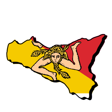 Sicilien Kort og flag i Sicilien