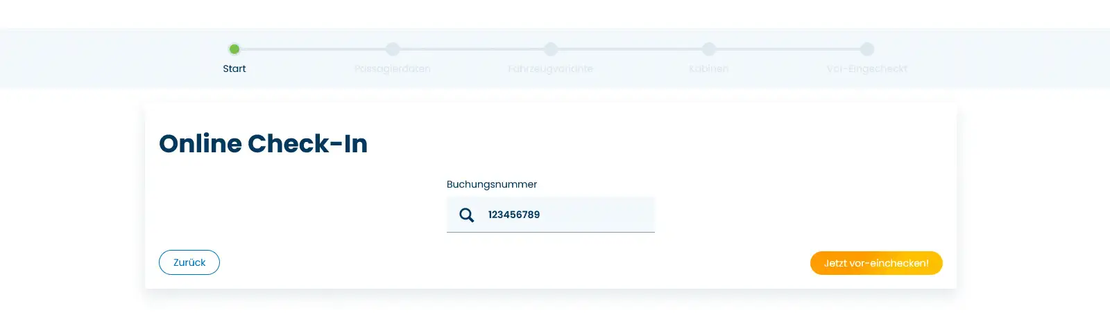 My TT-Line Online Check-In - Indtast bookingnummer